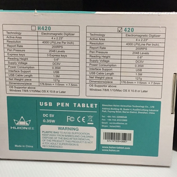 HUION 420 OSU Tablet Graphics Drawing Pen Tablet with Digital Stylus - 4 x 2.23 - Picture 2 of 6